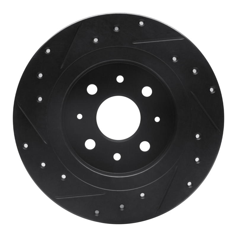 Kia Sephia Brake Rotor (1) - Rear Right - R1 Concepts - Drilled & Slotted - Black - `98-`03